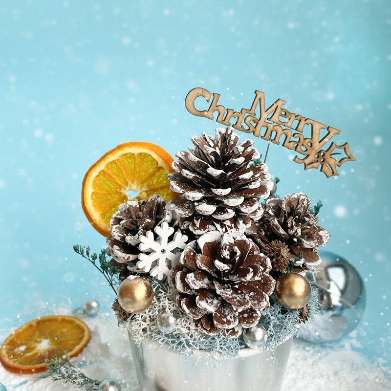 雪日聖代/聖誕樹/松果/體驗包/diy/手作 - 乾燥花/永生花 - 植物．花 藍色