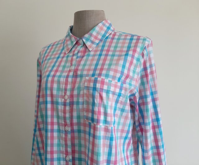 Charvet コットン チェック シャツ ピンク ヴィンテージ フランス Charvet コットン チェック シャツ ピンク ヴィンテージ フランス
