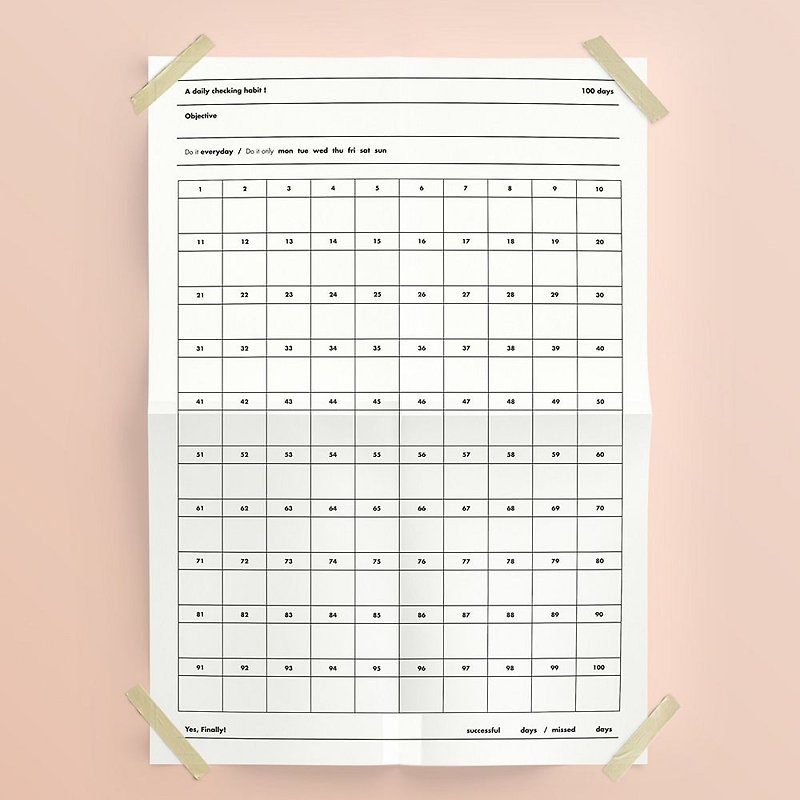 OLD 100天倒數計畫表(A3),OLD80522 - 月曆/年曆/日曆 - 紙 白色