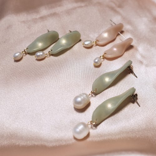 Polymer Clay Earrings pearl Disco lemonade