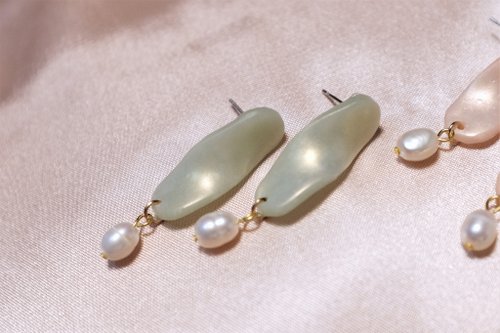 Polymer Clay Earrings pearl Disco lemonade