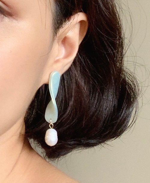 Polymer Clay Earrings pearl Disco lemonade