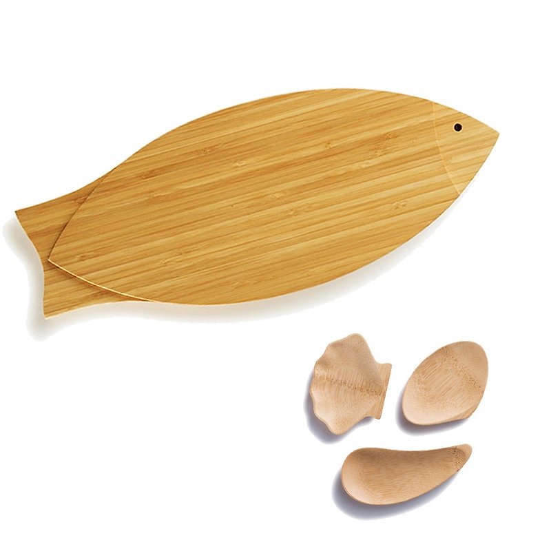 Goody Bag-Bambu [Daughter of the Sea] Lucky Bag (fish platter + ocean wind seasoning plate) - Small Plates & Saucers - Bamboo 