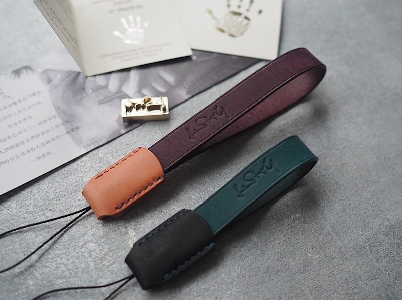 Purely handmade cowhide mobile phone rope, mobile phone lanyard, color and style can be customized, can be engraved, and can be customized as a gift - Lanyards & Straps - Genuine Leather Multicolor