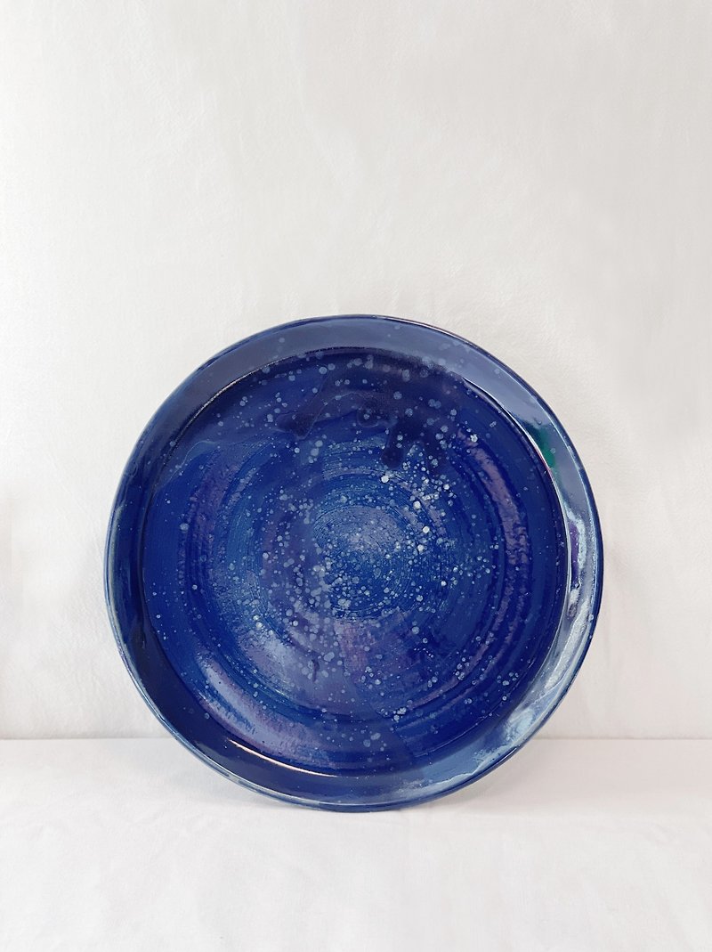 陶 盤子/餐盤/盤架 藍色 - 陶瓷手工 | 藍色星空大陶碟 23cm