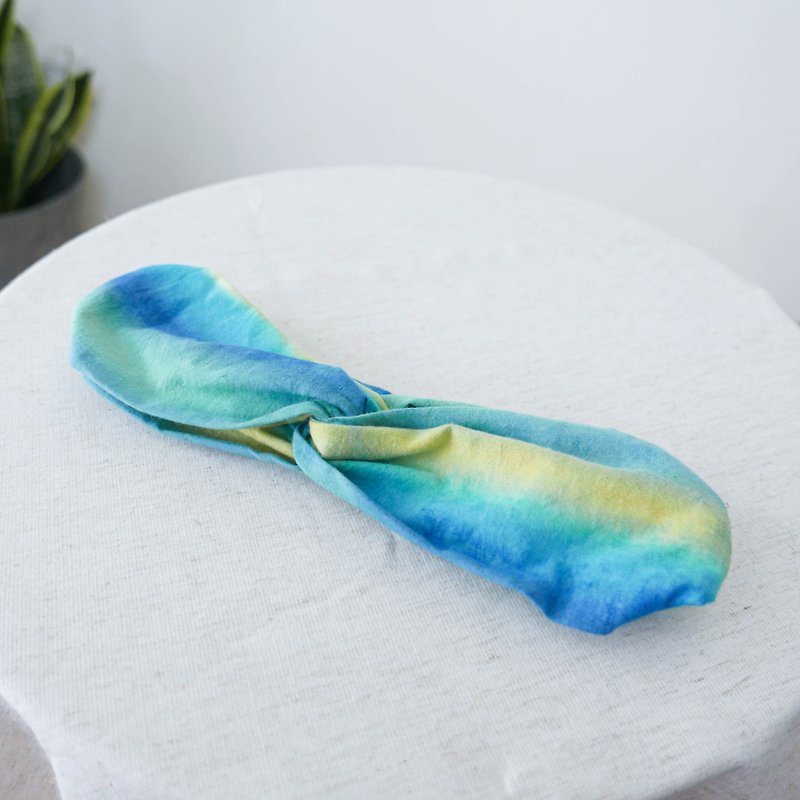 River Light | Tie-dye handmade Elastic hairband - Hair Accessories - Cotton & Hemp Blue