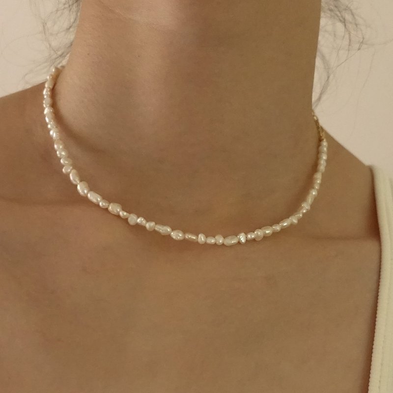 Luz Pearl Necklace/Full Pearl Necklace/Small Pearls/Freshwater Pearls/Delicate/Clavicle Necklace/Necklace - สร้อยคอ - ไข่มุก ขาว