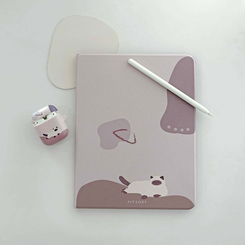 [FITZORY] Zoo Healing Color Block Cat | iPad Case - Tablet & Laptop Cases - Plastic Brown