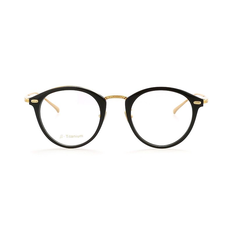 ボストンラウンドグラス│カナダデザイン-ブラックゴールド - 眼鏡・フレーム - 貴金属 ブラック