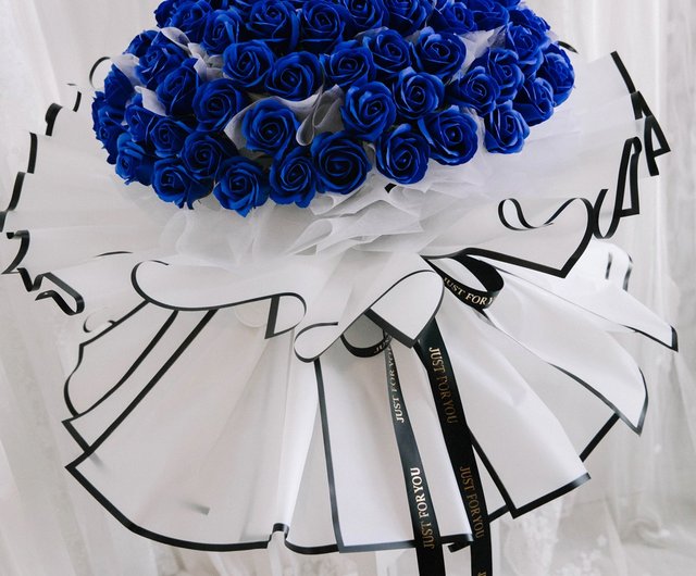 99本/ブルーバラの花束/大きな花束/プロポーズブーケ/ソープフラワー