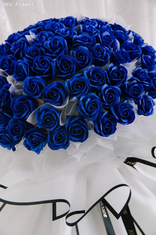 99本/ブルーバラの花束/大きな花束/プロポーズブーケ/ソープフラワー