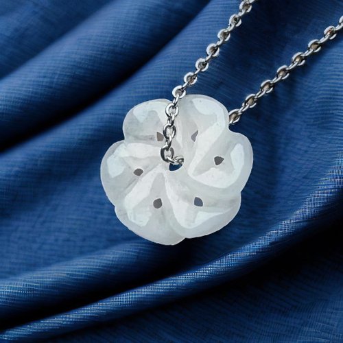 瓔珞珠寶盒 E.L.Jewelry Box 冰白翡翠花吊飾 | 天然緬甸翡翠A貨 | 送禮