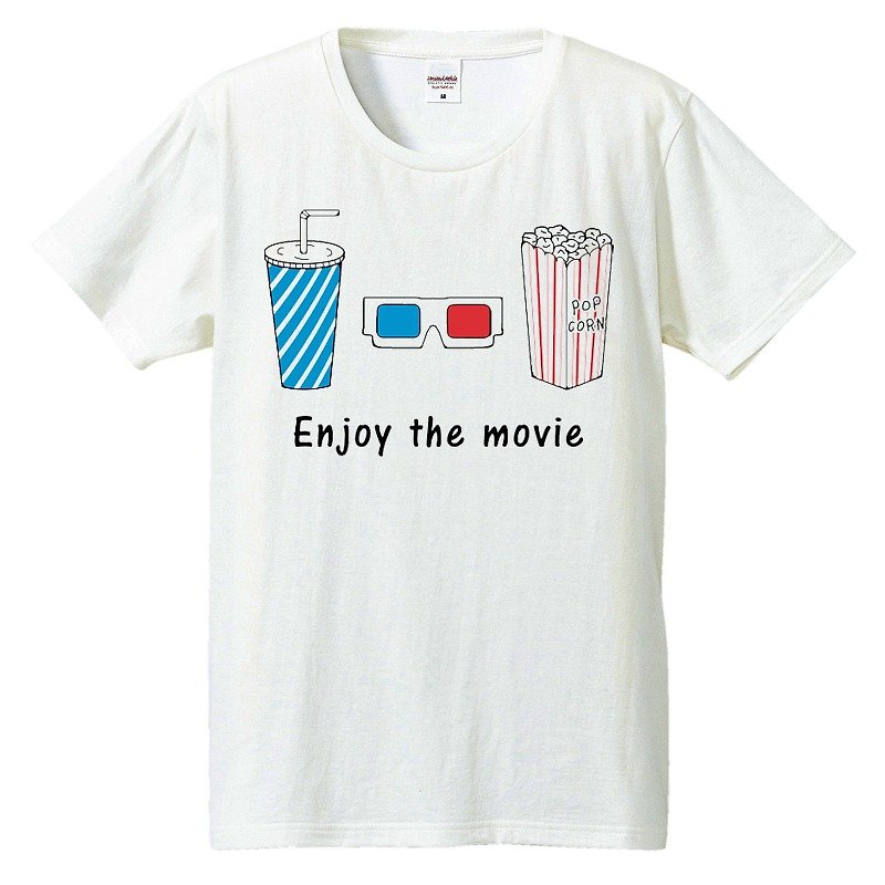 Tシャツ / enjoy the movie - 男 T 恤 - 棉．麻 白色