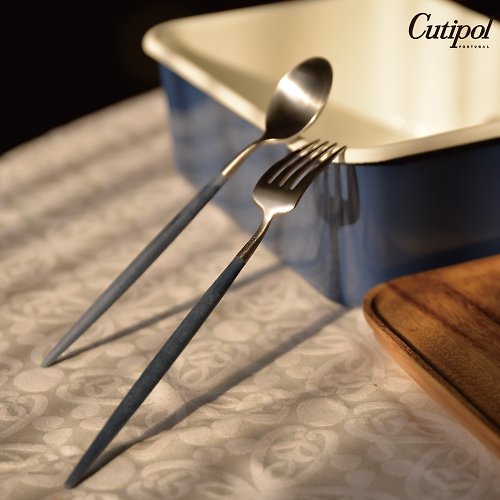 Cutipol 葡萄牙Cutipol 優惠套組Chabatree琺瑯木蓋盒+GOA藍柄點心組