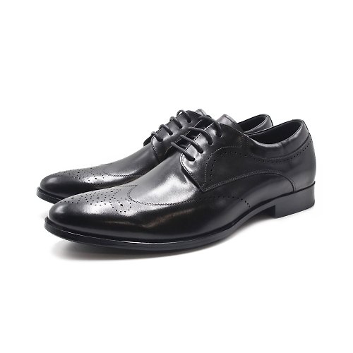 米蘭皮鞋Milano PQ(男)質感壓點紋皮鞋 男鞋-黑色