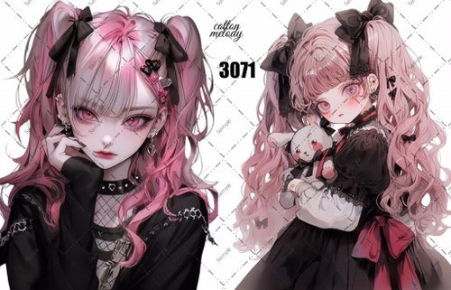 cotton-melody nene様コラボ企画対象 original sticker No.N3071 人物ステッカー オリジナルステッカー cotton melody