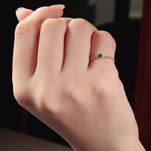 瓔珞珠寶盒 E.L.Jewelry Box 冰種老坑綠翡翠蛋面麻花戒指尾戒 18K金鑲嵌 | 天然緬甸玉翡翠A貨