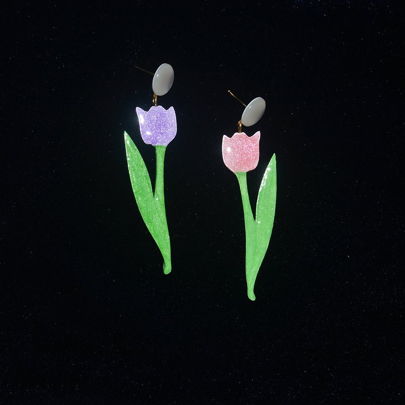 Spring flowers will bloom multicolor tulip flowers cute earrings hand-painted wooden