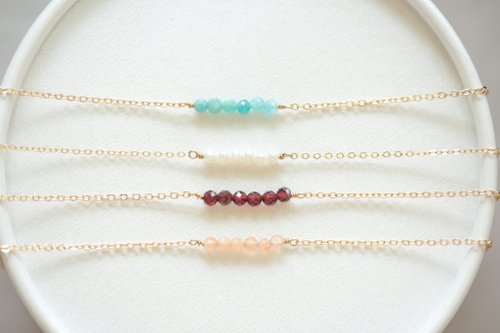 JieJie Jewelry 天河石 珍珠 石榴石 澄月光石 好運手鍊│14KGF
