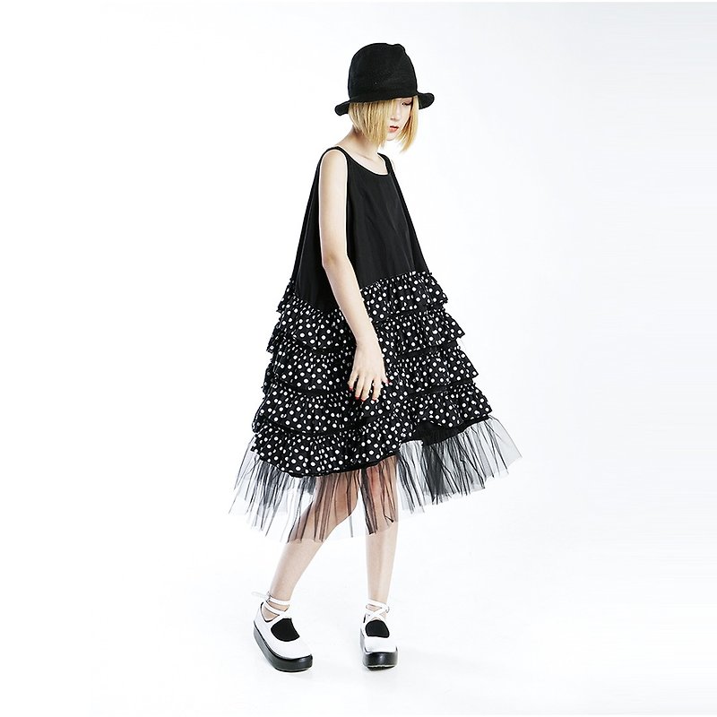 Little black lace dress cake Dress - imakokoni - One Piece Dresses - Cotton & Hemp Black