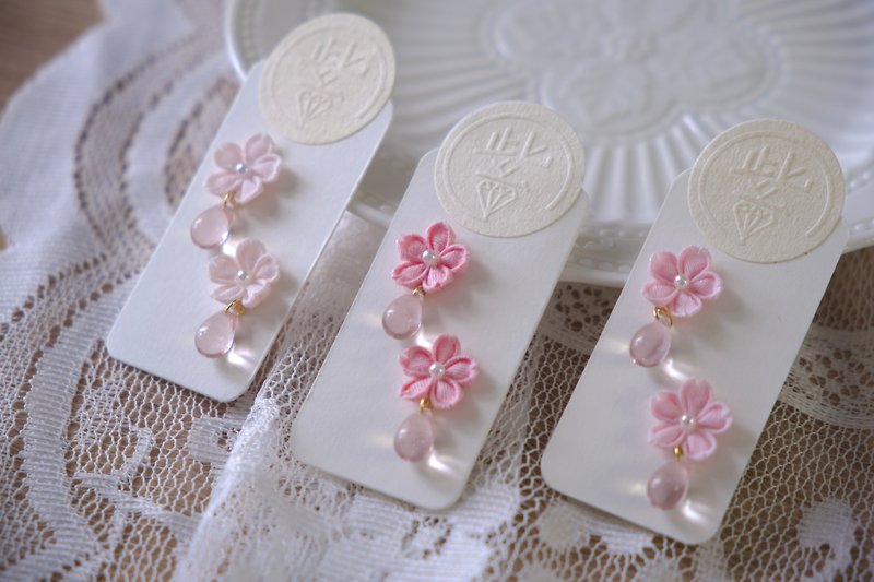 Purple Style- Cherry Blossom Water Drop Earrings Mullion Flowers- - Earrings & Clip-ons - Cotton & Hemp 