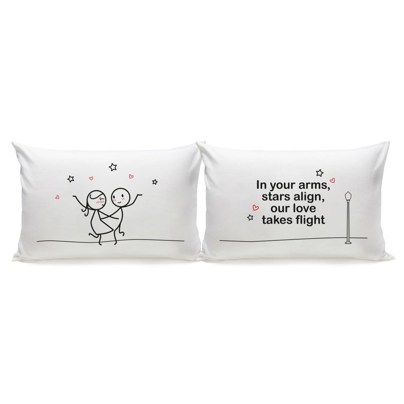 La La Love Boy Meets Girl couple pillowcase by Human Touch+Pillows - Pillows & Cushions - Cotton & Hemp White