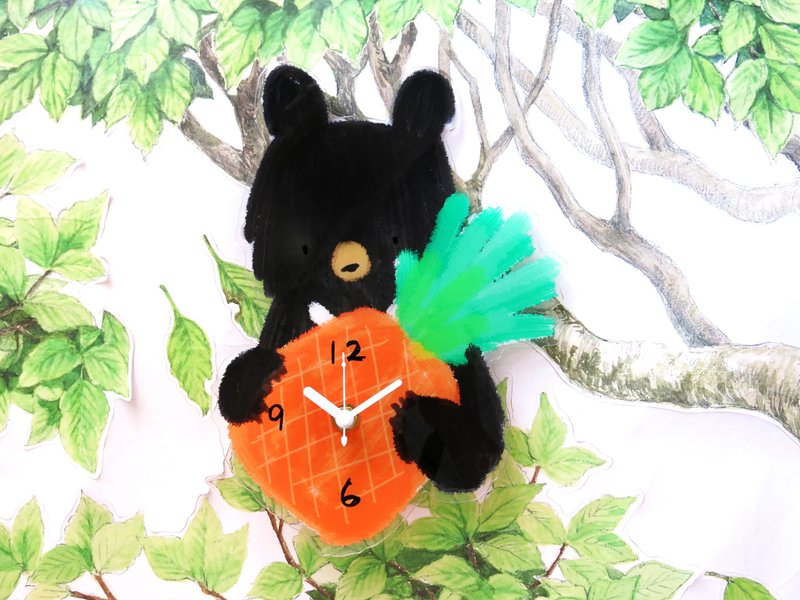 Happy Fruit Shop Design-Cute Pineapple Bear Clock/Wall Clock - นาฬิกา - พลาสติก สีส้ม