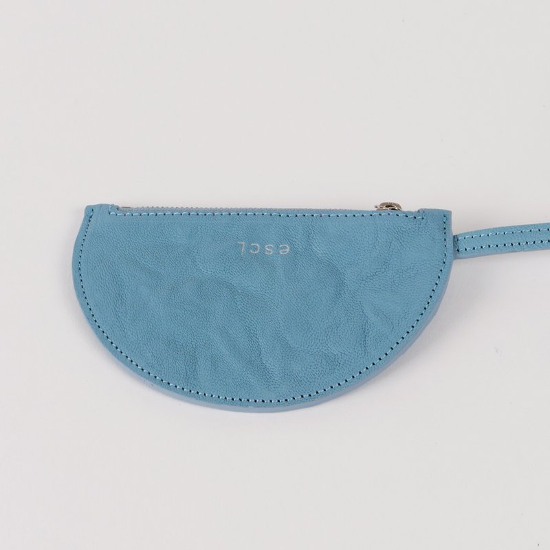 Half Moon Pouch(하프문파우치)Sky blue_Goat Crinkle - 零錢包/小錢包 - 真皮 