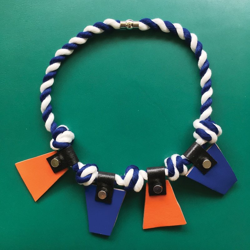 Trapezoid Colour Block Leather Necklace