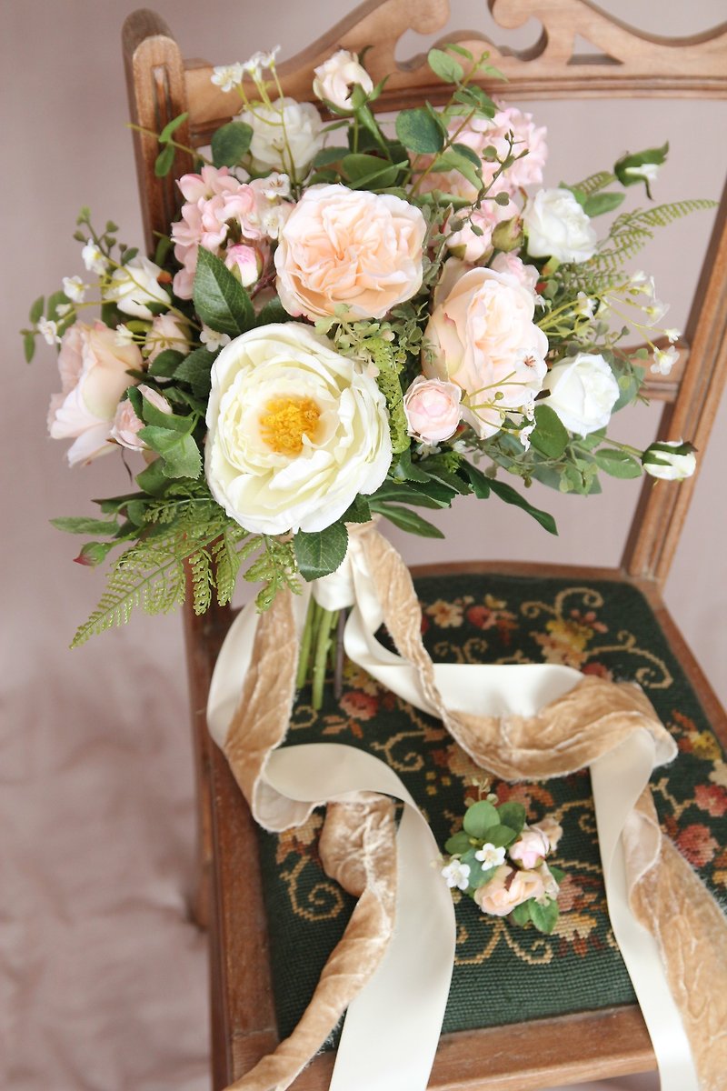 Bridal bouquet  ,Artificial Bouquet ,silk flower bouquet , Wedding ,Peony