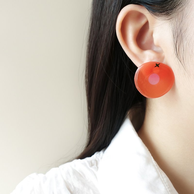 orange fruit earring handmade - Earrings & Clip-ons - Other Materials Orange