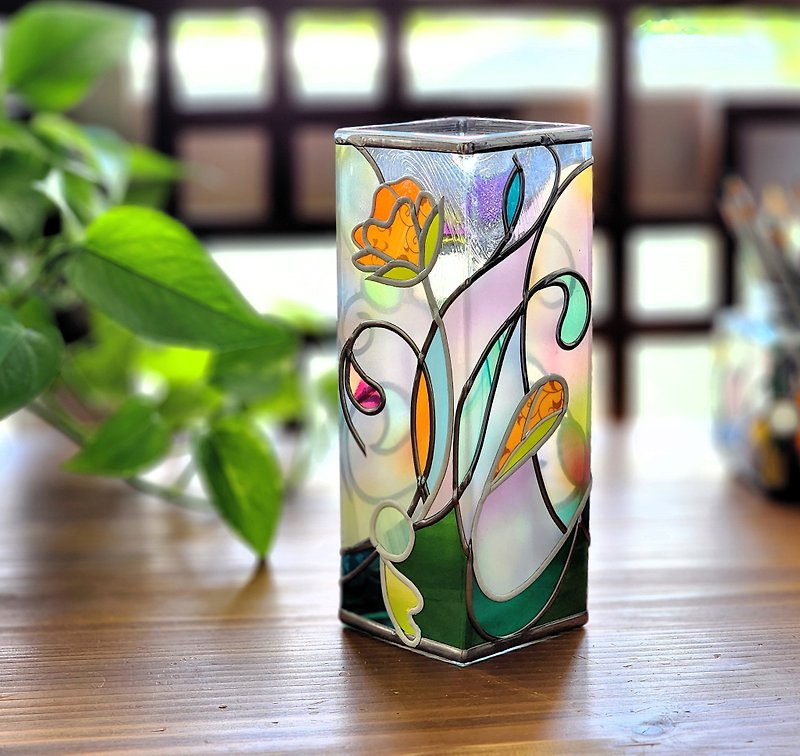 Square glass vase 　Fairy Forest