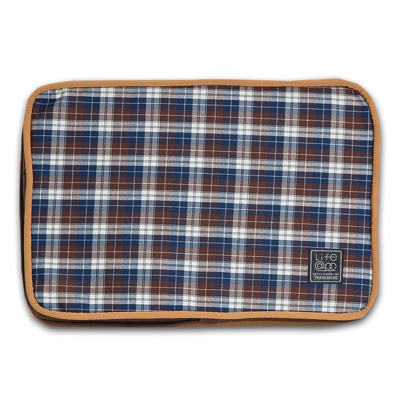 "Lifeapp" mattress replacement cloth cover XS_W45xD30xH5cm (brown plaid) without sleeping mats - ที่นอนสัตว์ - วัสดุอื่นๆ สีดำ