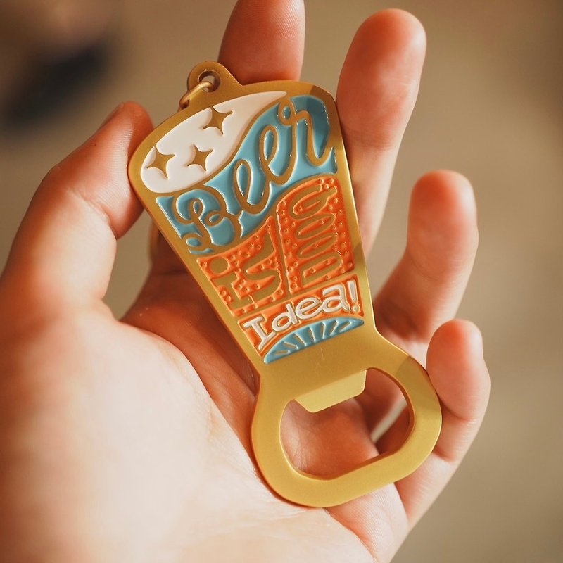 BEER  IS GOOD IDEA Bottle Opener Key Holder - Keychains - Other Metals Gold