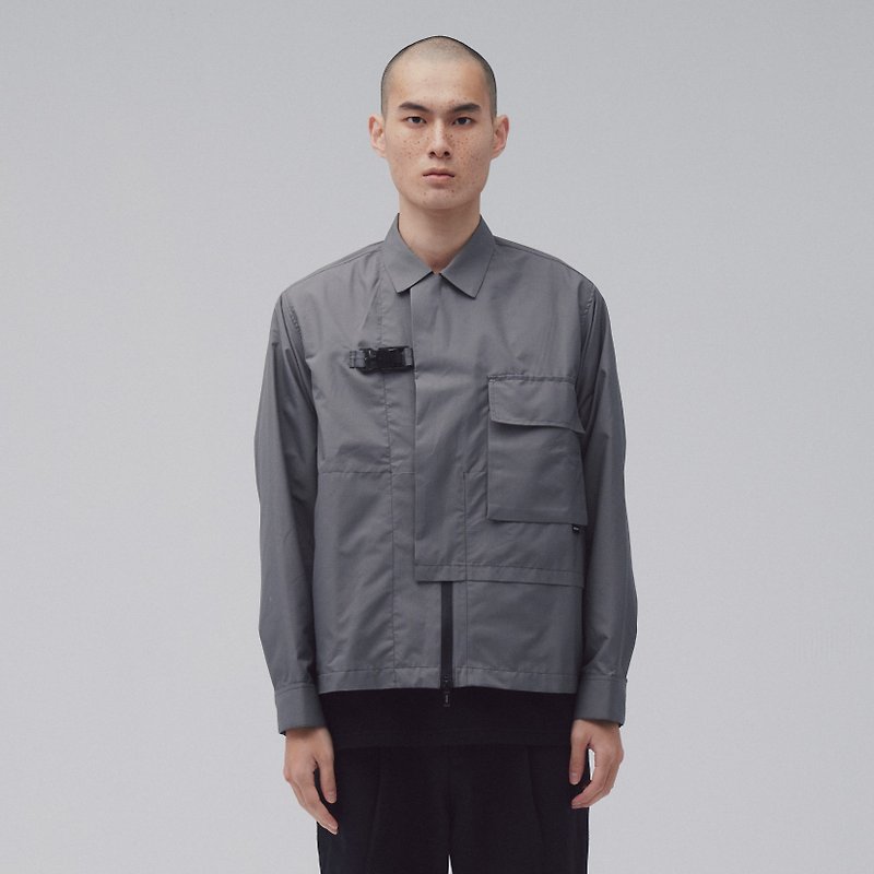 DYCTEAM - Symbiosis - Buckle asymmetrical shape Jacket(gray) - 帽T/大學T - 防水材質 灰色
