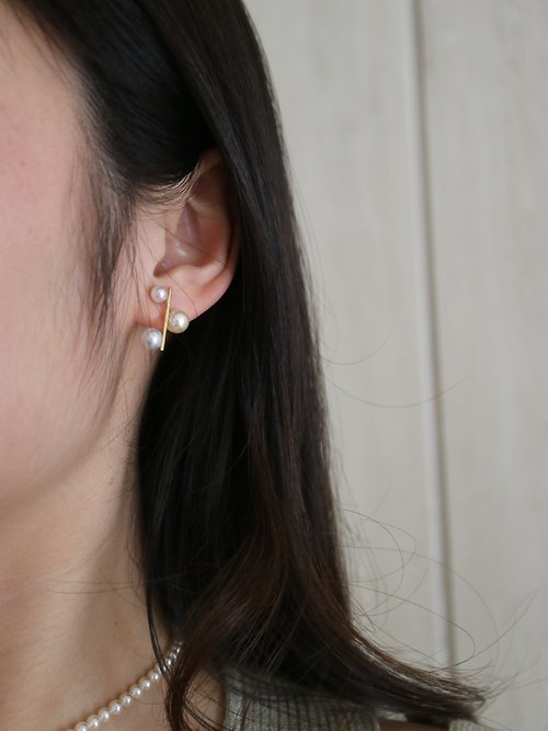 KOKO PEARL JEWELRY 18k 日本akoya海水珍珠天然糖果色珍珠耳釘 京都原創設計耳飾