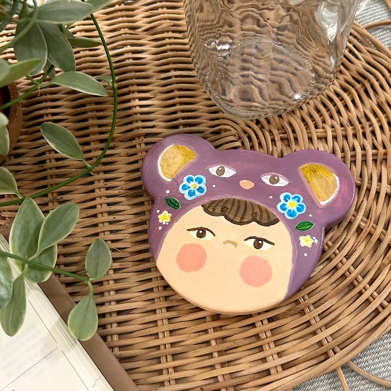 【Purple Bear】Coaster - Items for Display - Waterproof Material Purple