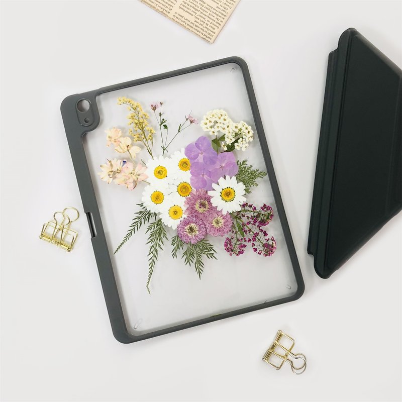 Green Branches Purple White Flower Pressed Flower iPad Case iPad Air 11in 13in - Tablet & Laptop Cases - Plants & Flowers 