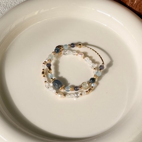 Crystal Elf 水晶精靈 天然水晶手作飾品 /藍灣/提升溝通能力 靈性成長 藍晶石 海藍寶 堇青石 魔鬼海藍寶