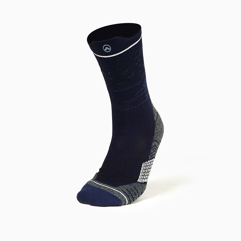 Antibacterial and deodorizing. Permanent 8mm thick-soled sports socks-mid-calf socks-Starry-Made in Taiwan - Socks - Cotton & Hemp Blue