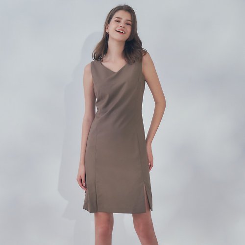 MEDUSA LADY 【MEDUSA】卡其棕西裝背心洋裝 (M-XL) | 女西裝洋裝