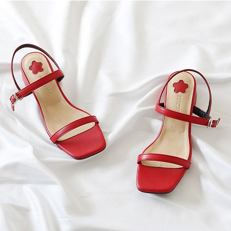 韓國人手製 MACMOC Mingo (RED) 幼帶露趾涼鞋 - 涼鞋 - 其他材質 