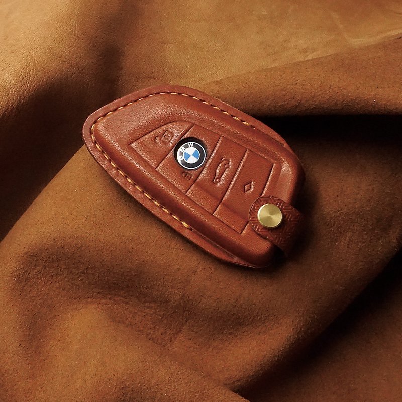 Leather key fob fit for BMW X1 X5  1 SERIES  3 SERIES 5 SERIES - Keychains - Genuine Leather Brown