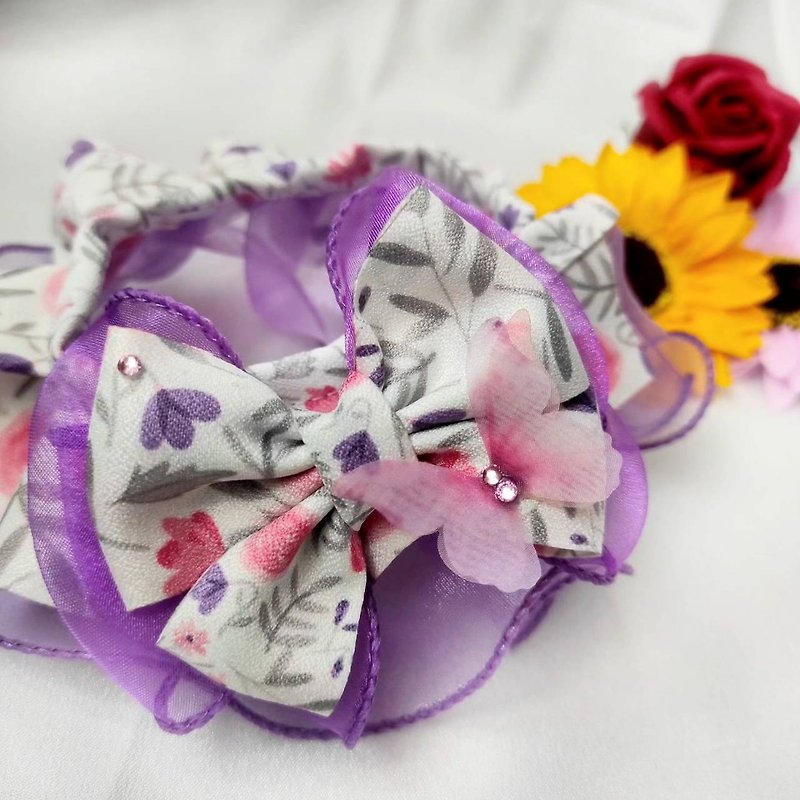 Dielianhua. Lace collar-Purple丨Cat, rabbit and dog pet scarf collar collar - Collars & Leashes - Other Materials Purple