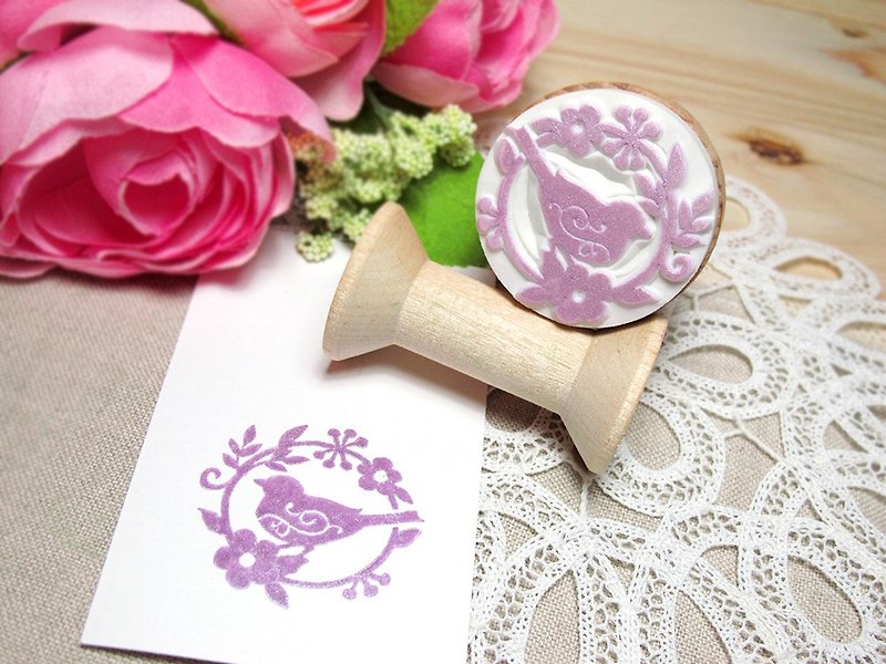 Apu handmade chapter elegant garland bird silhouette stamp hand account stamp - Stamps & Stamp Pads - Rubber 