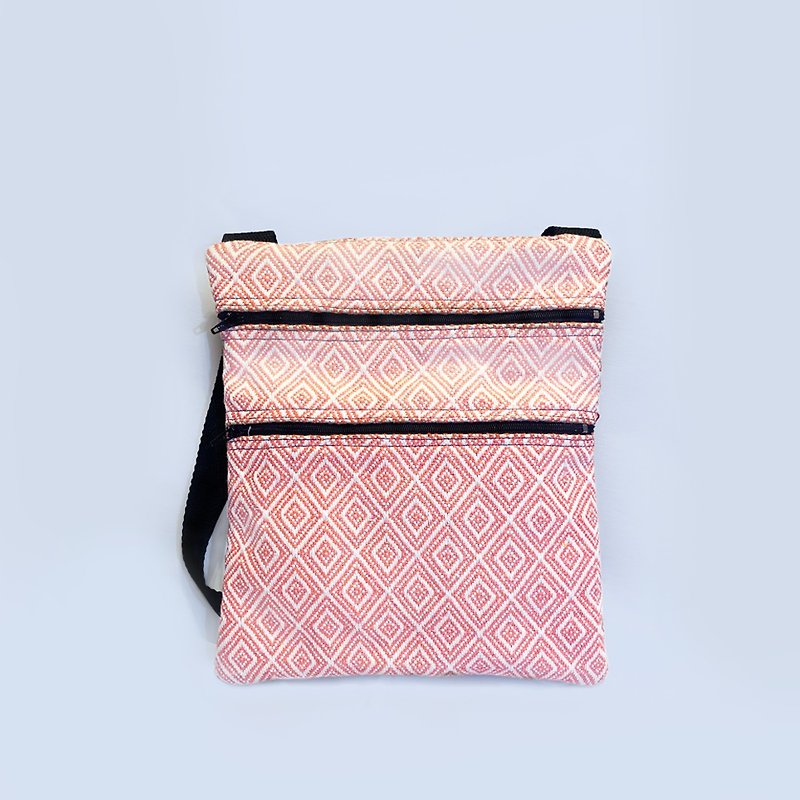 Qulih Balay Woven Classic Argyle Crossbody Collection Light Pink - Messenger Bags & Sling Bags - Cotton & Hemp Pink