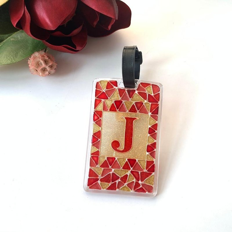 Other Materials ID & Badge Holders Orange - Hand-Painted Badge Cover with English AlphabetA-Z, Orange colour