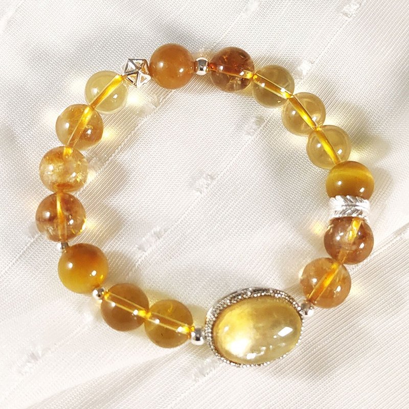 Three Golds: Prosperous Wealth, Abundance, Positive Confidence and Positive Energy | Gold Lepidolite Citrine Gold - Bracelets - Crystal Gold