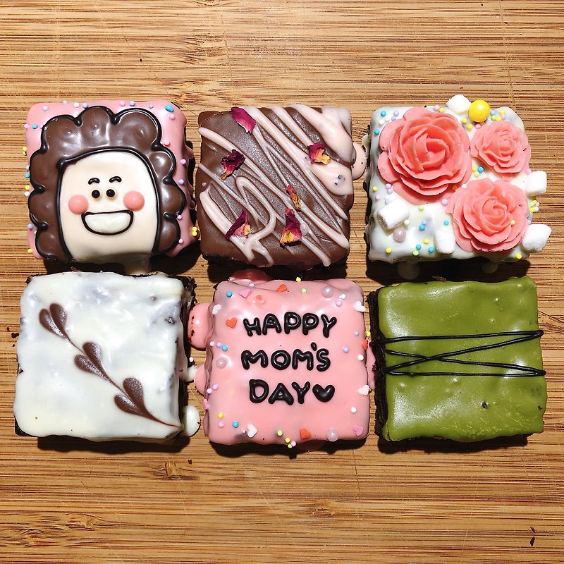 笑呵呵媽咪玫瑰布朗尼-6入禮盒 母親節限定 - 蛋糕/甜點 - 新鮮食材 粉紅色