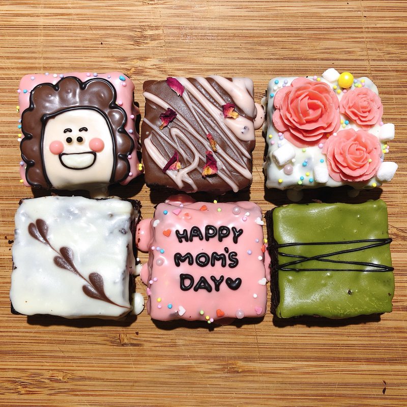 Laughing Mommy Rose Brownie-6pcs Gift Box Mother's Day Limited - Cake & Desserts - Fresh Ingredients Pink